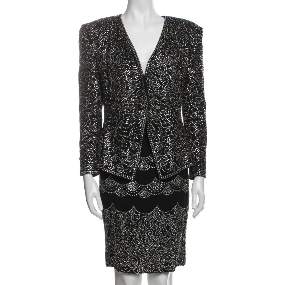 Vintage Abby Fredelle 100% Silk Beaded Skirt Suit Set — Size 6
